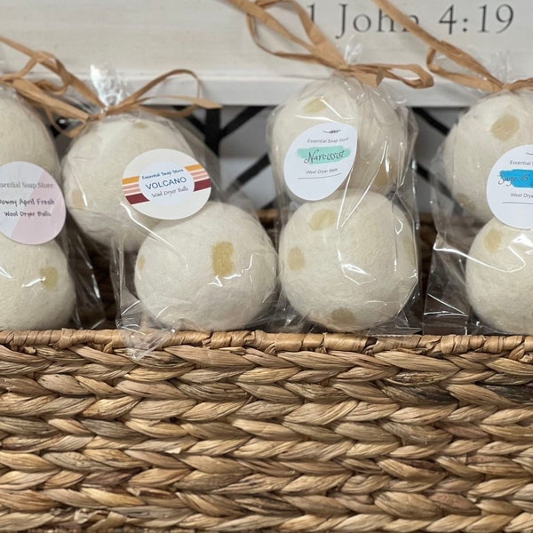 Dryer Balls Organic Wool Scented. Two per pack.