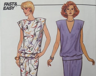 Butterick, 3796, 80s, Misses', Top, and, Skirt,  Size, 14, 16, 18, Vintage, Sewing Pattern, Pieces Separated but Uncut, 1986