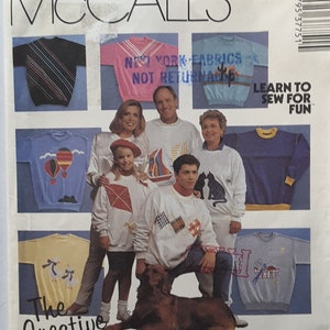 Mccall's, 3775, Misses', and, Mens', Sweatshirt, Size XS, S, L, XL, Sewing Pattern UNCUT, Factory Fold image 1
