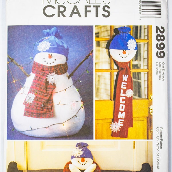 McCall's, 2899, SNOWMAN DOLL, Draft Dodger, Snowman Door Hanger, Holiday Decor, Sewing Pattern, Uncut Factory Fold, 2000