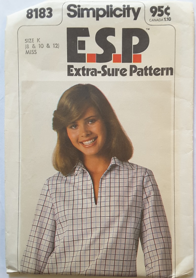 Simplicity, 8183, 70s, ESP, Pullover Top, Size, 8, 10, 12, Vintage, Sewing Pattern, Uncut, Factory Fold image 1