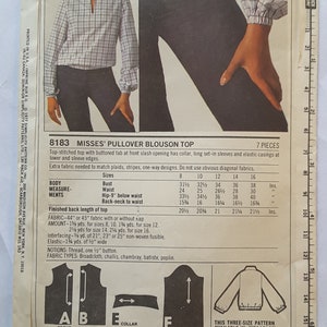 Simplicity, 8183, 70s, ESP, Pullover Top, Size, 8, 10, 12, Vintage, Sewing Pattern, Uncut, Factory Fold image 2