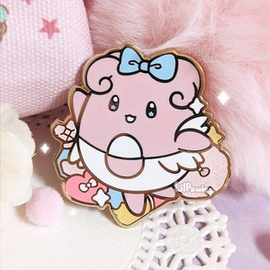 Pastel Cuties Anime Fairy Blissey Happy Pinkumon Pink Love Makeup Perfume Valentine Glitter Hard Enamel Pin