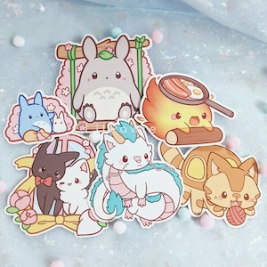 Última chance-anime fofo fantasia animais variedade de vinil brilhante de alta qualidade cortado para laptop/carro/garrafa adesivos