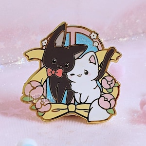 Last chance- Anime Black and White Lovely Kitties Valentine Glitter Hard Enamel Pin