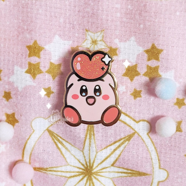 Pupupu Kirby Poyo Holding Hearts Hard Enamel Pin