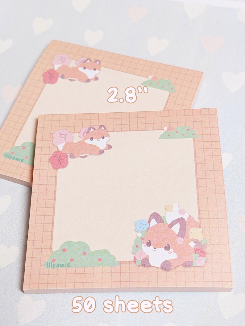 Forest Fox Autumn Paper Sticky Note 2.8'' Square 50 Sheets Memo Pad ...