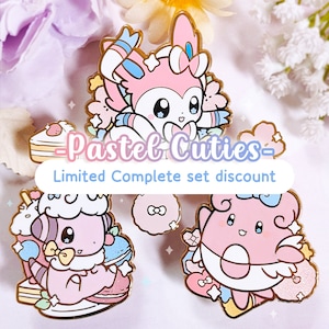 Pastel Cuties Anime Complete Set Exclusive Happy Pinkumon Pastel Pink Love Glitter Hard Enamel Pin