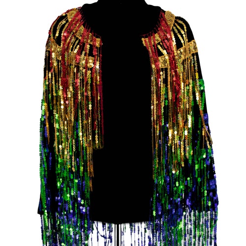Multi Colored Sequin Fringe Jacket 