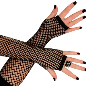 Long Fingerless Fishnet Gloves