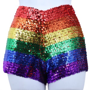 Stretchy Rainbow Sequin Shorts