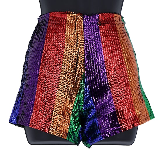 Rainbow stripe sequin best sale shorts