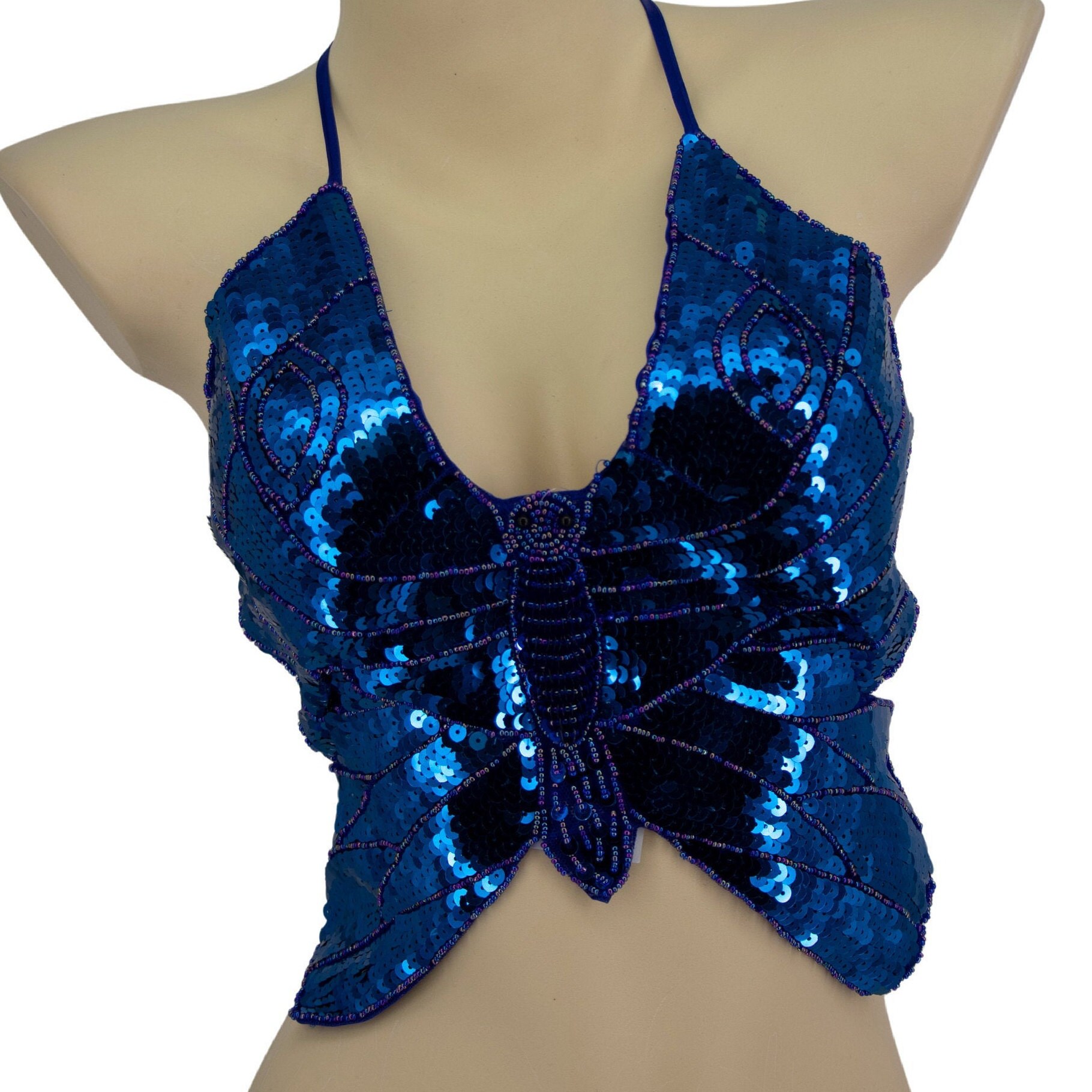 Royal Blue Butterfly Sequin Top Etsy Hong Kong