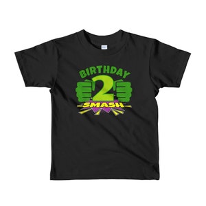 2 Jahre alte Junge/Mädchen Baby Hulk Geburtstag Smash Baby Jersey Kurzarm-T-Shirt-2nd Jahr Hulk Geburtstag Thema Kurzarm Kinder T-shirt
