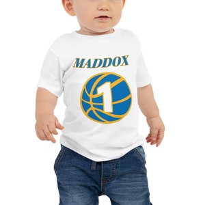 1 Year Old Boy/Girl Birthday   Golden State Warriors Style Baby Jersey Short Sleeve Tee-NBA Birthday Shirt