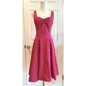 pink polka dot 50s dress Retro 1950's Pink Polka Dot Dress