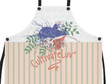 Garden Wedding Vintage Love Heart Graphic Apron - CultivateLuv® Collection