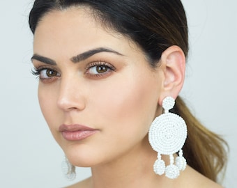 Ohna white earrings, Handmade earrings, Boho-chic