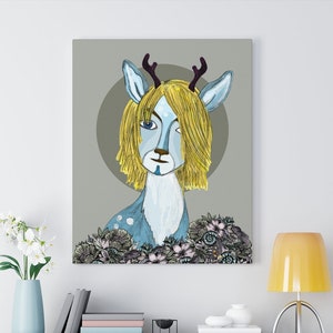 Inspired by Kurt Cobain - Canvas print, Wall art home decor. Deer  print
