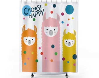 Happy Alpacas - a bath curtain for children. happy shower curtain.