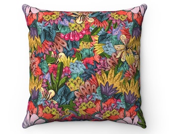 Extremely colorful nature Square Pillow stylish pillow, leaves, floral elements