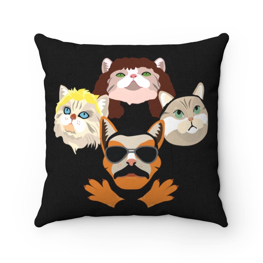 Black  pillow. Cool  Cats pillow. Queen. Decorative pillow. For music lovers.