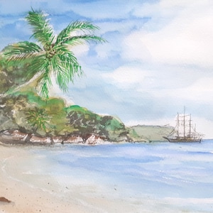 Caribbean Dream watercolour mounted image 1