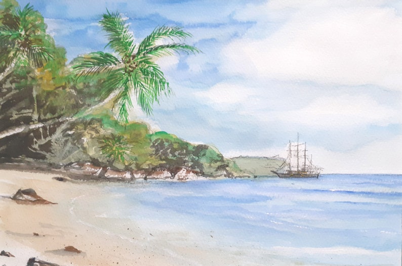 Caribbean Dream watercolour mounted image 1