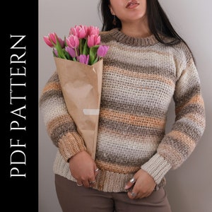 PDF File for Tunisian Crochet Pattern (English), April Sweater, Pictures and Video Tutorials Included, Crochet Sweater Pattern