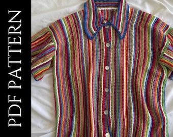 PDF File for Tunisian Crochet Pattern (English), Penny Shirt, Pictures and Video Tutorials Included, Tunisian Crochet Shirt, Crochet Polo