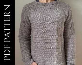 PDF File for Crochet Pattern (English), Torino Sweater, Pictures and Video Tutorials Included, Crochet Men's Sweater, Crochet Jumper