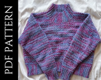 PDF File for Crochet Pattern (English), Tempest Sweater, Pictures and Video Tutorials Included, Crochet Sweater Pattern, Crochet Jumper