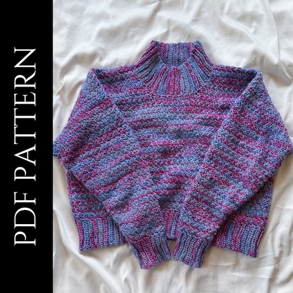 PDF File for Crochet Pattern (English), Tempest Sweater, Pictures and Video Tutorials Included, Crochet Sweater Pattern, Crochet Jumper