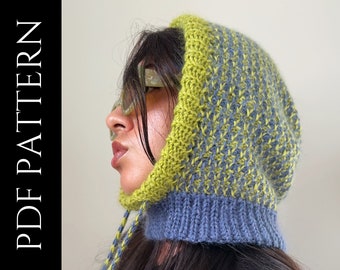 PDF File for Tunisian Crochet Pattern (English), Pixel Hood, Pictures and Video Tutorials Included, Tunisian Crochet Hood Pattern