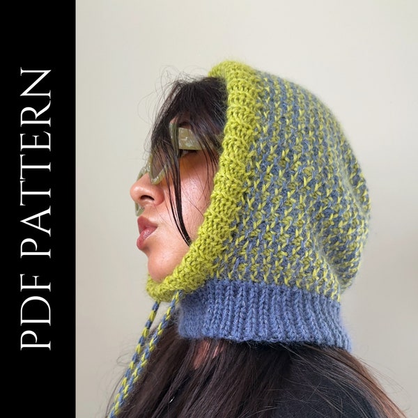 PDF File for Tunisian Crochet Pattern (English), Pixel Hood, Pictures and Video Tutorials Included, Tunisian Crochet Hood Pattern