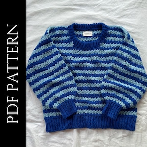 PDF-fil för virkmönster (engelska), Pulse-tröja, bilder och videoinstruktioner ingår, virkmönster för tröja, virkad tröja