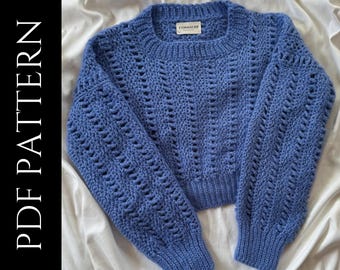 PDF File for Crochet Pattern (English), Katia Sweater, Pictures Included, Crochet Sweater Pattern, Crochet Jumper Pattern