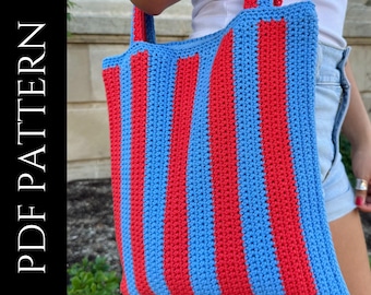 PDF File for Beginner Friendly Crochet Pattern (English), Pippa Tote Bag, Pictures and Video Tutorials Included, Easy Crochet Bag Pattern