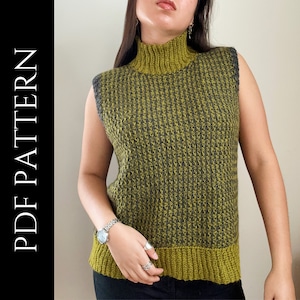 PDF File for Tunisian Crochet Pattern english Pixel Vest Pictures and Video Tutorials Included Tunisian Crochet Vest Pattern Etsy Australia