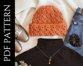 PDF File for Crochet Pattern, Erin Chunky Beanie, Crochet Beanie Pattern, Pictures Included, Crochet Beanie Hat Pattern, Beanie Pattern