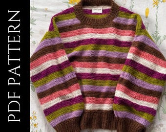 PDF File for Crochet Pattern (English), Meadow Sweater, Pictures and Video Tutorials Included, Crochet Seamless Sweater, Crochet Jumper