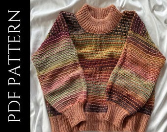PDF File for Tunisian Crochet Pattern (English), Spritz Sweater, Pictures and Video Tutorials Included, Tunisian Crochet Sweater Pattern
