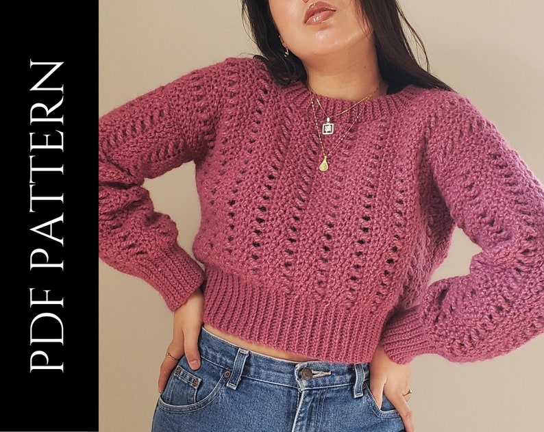 PDF File for Crochet Pattern (English), Katia Sweater, Pictures Included, Crochet Sweater Pattern, Crochet Jumper Pattern 