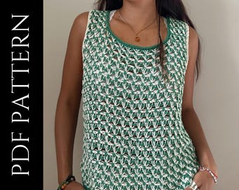 PDF File for Tunisian Crochet Pattern (English), Nexus Top, Pictures and Video Tutorials Included, Tunisian Crochet Top Pattern
