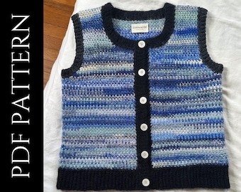 PDF File for Crochet Pattern (English), Melange Vest, Pictures and Video Tutorials Included, Crochet Seamless Vest