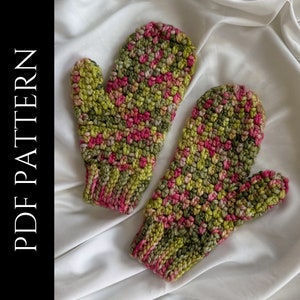 PDF File for Crochet Pattern (English), Hopscotch Mittens, Pictures and Video Tutorials Included, Crochet Mittens Pattern