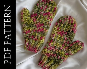 PDF File for Crochet Pattern (English), Hopscotch Mittens, Pictures and Video Tutorials Included, Crochet Mittens Pattern