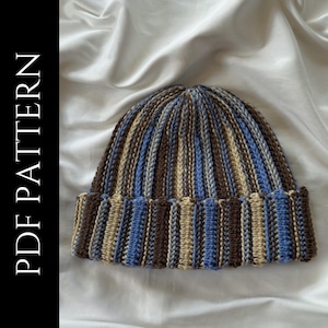 Fichier PDF pour patron au crochet (anglais), bonnet Junction, images et tutoriels vidéo incluses, patron bonnet au crochet
