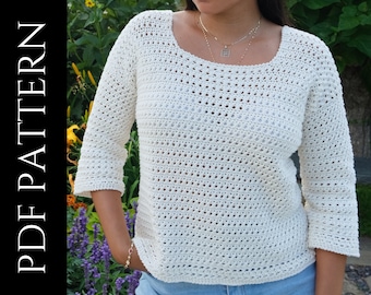 PDF File for Crochet Pattern (English), Sonali Top, Pictures and Video Tutorials Included, Crochet Top Pattern, Crochet Long Sleeves Pattern