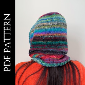 PDF File for Knitting Pattern (English), Nebula Hood, Pictures and Video Tutorial Included, Knit Hood Pattern